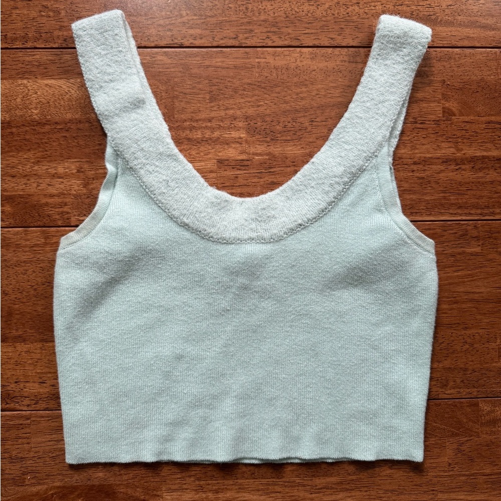 La Hearts Light Blue Textured Crop Top